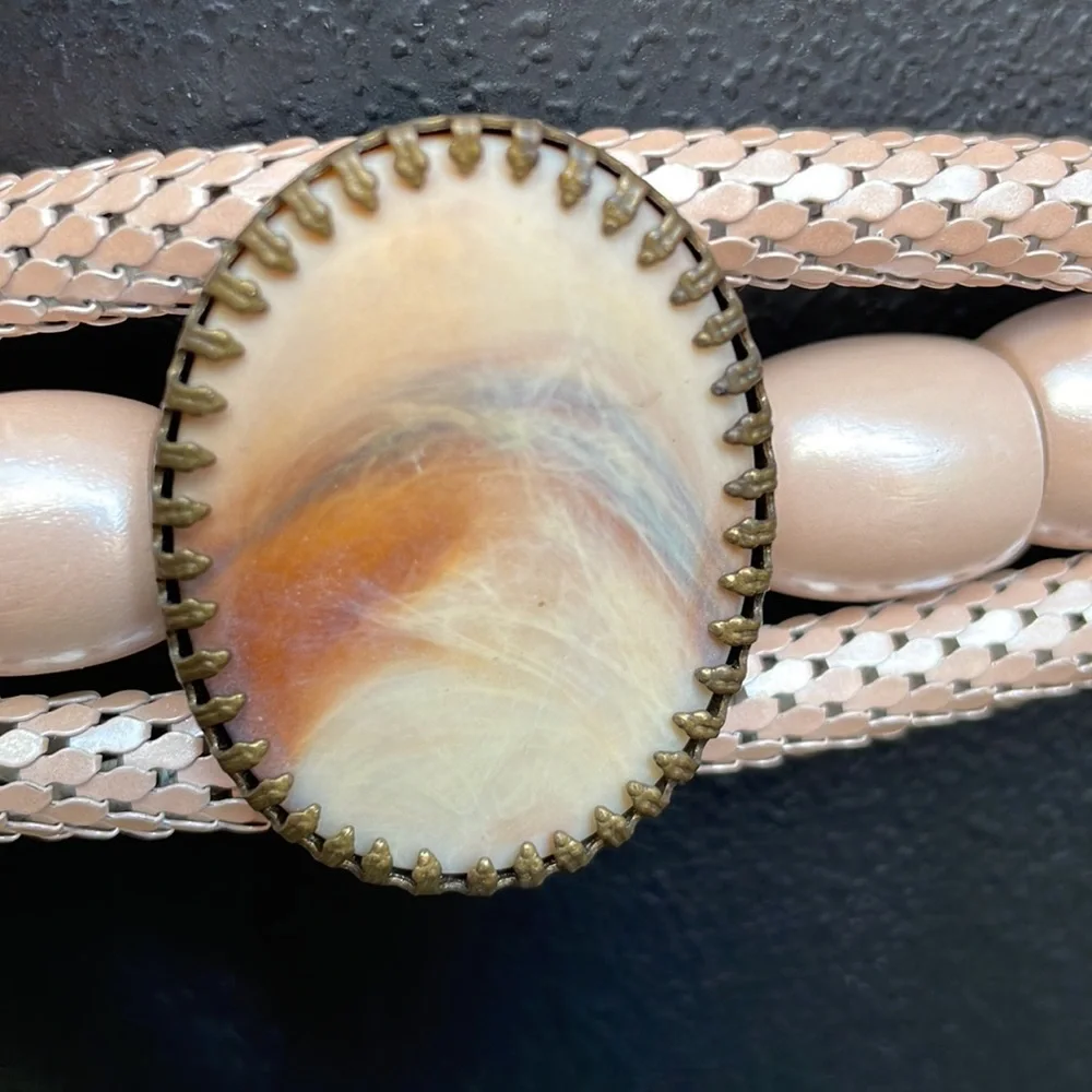 Vintage Pink Beaded Boho Western Cowgirl Chain Belt - Picture 8 of 9